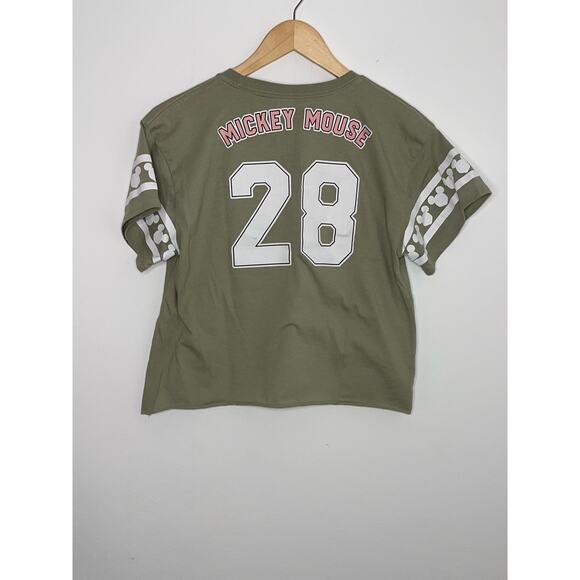 Pre-Loved Women’s Mickey Mouse Olive Green Crop Top Size Medium - Picture 7 of 8